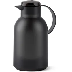 Isolierkanne EMSA "Samba", schwarz, transluzent, B:14,4cm H:28cm, Kunststoff, Glas, Kannen, XXL-Modell, zeitloses Design, einfacher Knopfdruck, 24h kalt, 12h warm