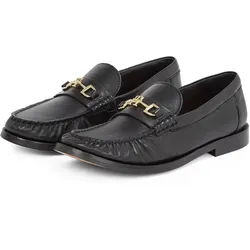 Loafer TOMMY HILFIGER "SOFT LEATHER HORSEBIT LOAFER", Damen, Gr. 40, schwarz, Leder, klassisch, Schuhe, Blockabsatz, Businessschuh, Slipper mit TH-Schmuckelement