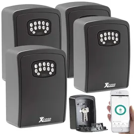 Xcase 4er Set Mini-Schlüssel-Safe mit Bluetooth und App, IP54