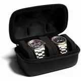 LuxusKollektion Uhrenbox Uhrenrollen Etui Hartschalen Schwarzer Stoff mit 2 Schlitzen schwarz