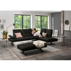 W.Schillig Ecksofa "broadway, Designsofa, toller Sitzkomfort, zeitlos, elegant, L-Form", schwarz (schwarz z59), B:284cm H:94cm T:224cm, Longlife Xtra-Leder Z59: Glattleder mit modischer Prägung.