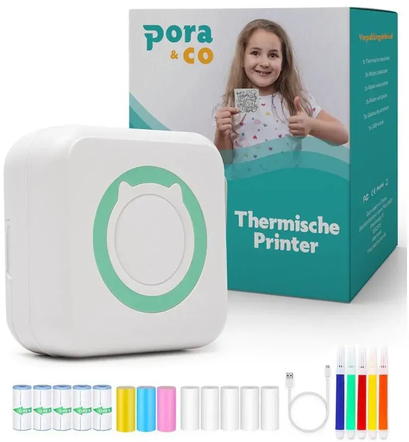 Pora&Co Mini-Fotodrucker für Smartphone, grün