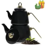 HOMELUX Teekanne Induktionsgeeignet, Wasserkessel, Turkische Teekocher 2L+1L, (4-tlg, Induktion), Für alle Herdarten geeignet schwarz