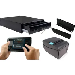 Mobiles Kassensystem für GASTRONOMIE: 10" Touchscreen Terminal, Bondrucker, Geldlade mit Halterung/GoDB GdPDU
