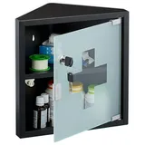 relaxdays Medizinschrank mit Glastür Schwarz schwarz|silberfarben