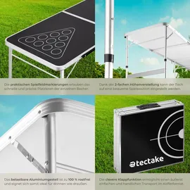 Tectake Bierpongtisch klappbar 60 cm x 240 cm x 70 cm 100 St. Schwarz