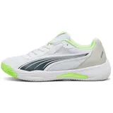 Puma NOVA Court Tennis Shoe, White-Luminous Blue-Fizzy Apple-Shadow Gray, 43 EU