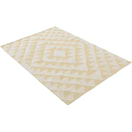 carpetfine Teppich CARPETFINE "Kelim Durry, auch als Läufer", gelb, B:200cm H:5mm L:290cm, Baumwolle, Teppiche, Teppich, geometrisch, Hoch-Tief Effekt, handgewebt, reine Baumwolle, Fleckerl