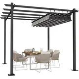 HOMALL Pavillon Pergola 3x3/3x4m Gartenpavillon Pavillon mit Aluminiumrahmen, (300x300 cm, 180g PA-beschichtet UV-Schutz, Das Schiebedach mit Magnetverschluss für Gärten, Terrassen), Manuell verstellbares Schiebedach 300 cm x 300 cm