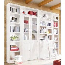 Home Affaire Bücherwand »Bergen«, aus massivem schönen Kiefernholz, Breite 255 cm, weiß, , 116018-0 B/H/T: 255 cm x 213 cm, x 27 cm