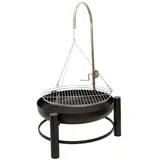 Lemodo Holzkohlegrill mit stabiler Feuerschale Schwenkgrill mit höhenverstellbarem Grillrost