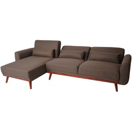 Mendler Sofa HWC-J20, Couch Ecksofa, L-Form 3-Sitzer Liegefläche Schlaffunktion Stoff/Textil ~ braun