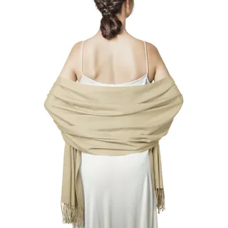 Schal Beige Stola Damen Festlich für Abendkleid Pashmina Schals Tücher Winter - L