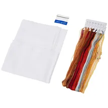 Vervaco Stickpackung Tischdecke Zählmusterpackung Kreuzstich Igel mit Pilzen Stickdecken zum Selbersticken Stickset Weihnachten Kreativ Set für Erwachsene 80 x 80 cm Kreatives Geschenk