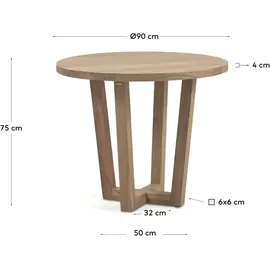 Kave Home Esstisch Nahala Ø 90 cm Holz Braun