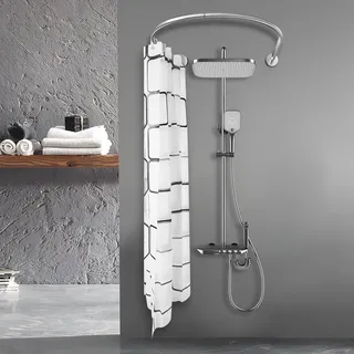 MEHOOSPVN Duschvorhangstange U-Form New Shower Curtain Duschvorhang, Anti-Schimmel Wasserdichter Curved Toilet Bathroom Pole Stainless Steel Waschbar Anti-Bakteriell Stoff Polyester Badewanne Vorhang