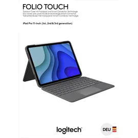 Logitech Slim Folio Pro Backlit Tastatur und Schutzhülle für iPad Pro 11 grafit