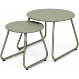 Mojawo 2-teiliges Beistelltisch-Set, Grün, ineinander stellbar, Ø 60/40 cm