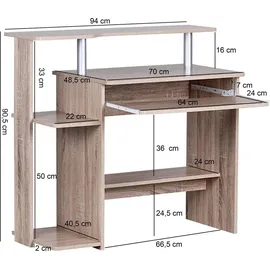 KADIMA DESIGN Computertisch mit Tastaturauszug, Und Drucker-Ablage platzsparend, Sonoma 48x94x90 cm