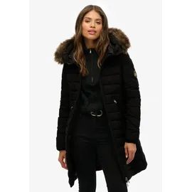 Superdry Fuji Faux Fur Damen. Kapuzenjacke schwarz M,