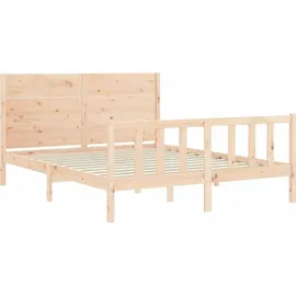 vidaXL Massivholzbett 160 x 200 cm Beige