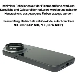 system-s ND Filter Set 37 mm Neutraldichte mit Hülle und Tasche für iPhone 14 Pro