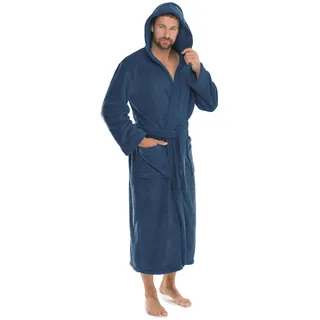 CELINATEX Florida Bademantel Damen S blau Morgenmantel Herren Coral Fleece Saunamantel Microfaser Kapuze Unisex - S