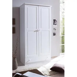 TICAA Kinderkleiderschrank Moritz 96 x 187 x 54 cm Kiefer massiv weiß