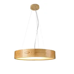 Licht-Erlebnisse Pendelleuchte TORRI Holz Eiche Glas wohnlich 3-flammig Ø47cm rund Moderne Hängelampe Esstisch Wohnzimmer, LK1/4/0423