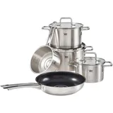 ELO Kochtopfset, Silber, Metall, 5-teilig, 16 cm,20 cm,16 cm, rund, 32.5x18.5x51.5 cm, Messskala, backofengeeignet,backofengeeignet, Kochen, Töpfe, Topfsets