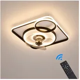 Euroton Deckenventilator Deckenventilator mit LED Beleuchtung Deckenleuchte mit Fernbedienung, 20 cm Durchmesser, Inkl Fernbedienung weiß