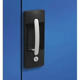 C+P Sportgeräteschrank mit Lochblech-Flügeltüren (Typ 2), HxBxT 195x120x50 cm, Lichtgrau (RAL 7035), Ergo-Lock Muldengriff, Lichtgrau (RAL 7035), Einzelschließung