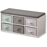 KESPER Kindersitzbank mit Aufbewahrungsboxen, Material: Spanplatte, Maße: B: 68 x H: 29,5 x T: 33 cm, Farbe: Weiß| 17729 13