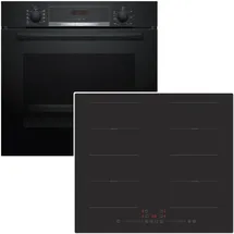 Bosch Herdset Backofen Teleskopauszug + Induktionskochfeld schwarz