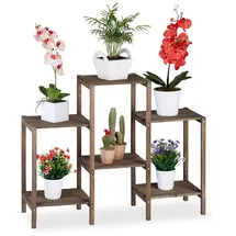 Relaxdays Blumentreppe 70 x 27 cm Braun