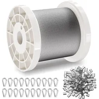 Vevor Drahtseil-Set, Ф1,59mmx100,6m, 304 Edelstahlkabel mit 80 Hülsen und