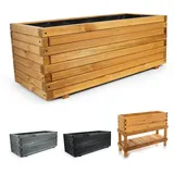 BooGardi Pflanzkasten aus Holz mit Vlies · 100cm naturbraun · in 10 Größen · Blumenkasten · Hochbeet · Garten Balkon Terrasse · Pflanzgefäß Blumen Kräuter Gemüse Obst