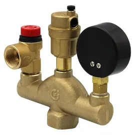 CALEFFI Kesselsicherheitsgruppe 1 Zoll bis 50 kW mit Isolierung und 3 bar Sicherheitsventil