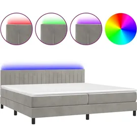 vidaXL Boxspringbett mit Matratze & LED Hellgrau 200x200 cm Samt