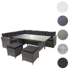 Mendler HWC-A29 Lounge-Set grau + 2 x Hocker