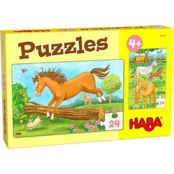 Haba Puzzle Puzzles Pferde 2 x 24 Teile, 24 Puzzleteile