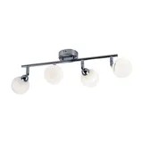 ETC Shop Deckenleuchte 4 Flammig Spotleiste Kugeln weiß Deckenlampe Strahler schwenkbar, Stahl Chrom, weiß, L 45 cm