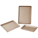 Vevor Backformen-Set antihaftbeschichtete Kochgeschirrplatten und -bleche aus Karbonstahl, Backgeschirr-Kochsets für den Küchenofen mit Silikongriffen, für Keksen Kuchen Muffins Brot Golden