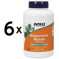 (1080 g, 156,89 EUR/1Kg) 6 x (NOW Foods Magnesium Malate, 1000mg - 180 tabs)