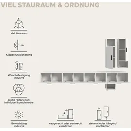 xonox.home Xonox Wohnwand, Weiß, Holzwerkstoff, 300x178x34 cm Wohnzimmer, Wohnwände, Anbauwände
