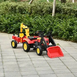 Homcom Trettraktor rot mit Anhänger (179x42x59)