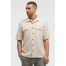 Camp David CAMP DAVID, Herren, Gr. S, Normalgrößen, beige (kitt), Piqué, Material: 100% Baumwolle, Strukturmuster, regular fit normal, Umschlagsaum, Hemden, mit Klappentaschen