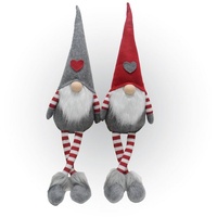Lemodo Wichtel 2er Set, Weihnachtswichtel als Kantenhocker, Gnome mit Herzchen-Mütze