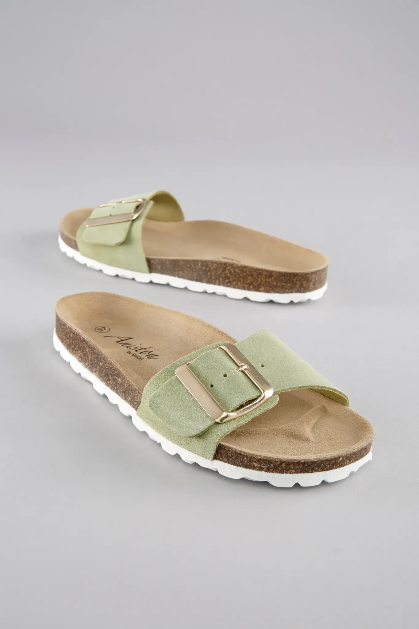 Pantolette ANISTON SHOES, Damen, Gr. 41, grün (hellgrün), Veloursleder, Schuhe Pantolette, Hausschuh, Sommerschuh, Schlappen - NEUE KOLLEKTION, Topseller