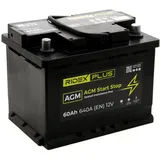 RIDEX PLUS 1S0037P AGM Start-Stop Autobatterie 60Ah 640A 12V Starterbatterie B13 DIN/ISO L2 ersetzt Batterie 55Ah 53Ah Kompatibel mit VW Golf VII Schrägheck 5G1, BQ1, BE1, BE2 POLO 9N T-Roc A11